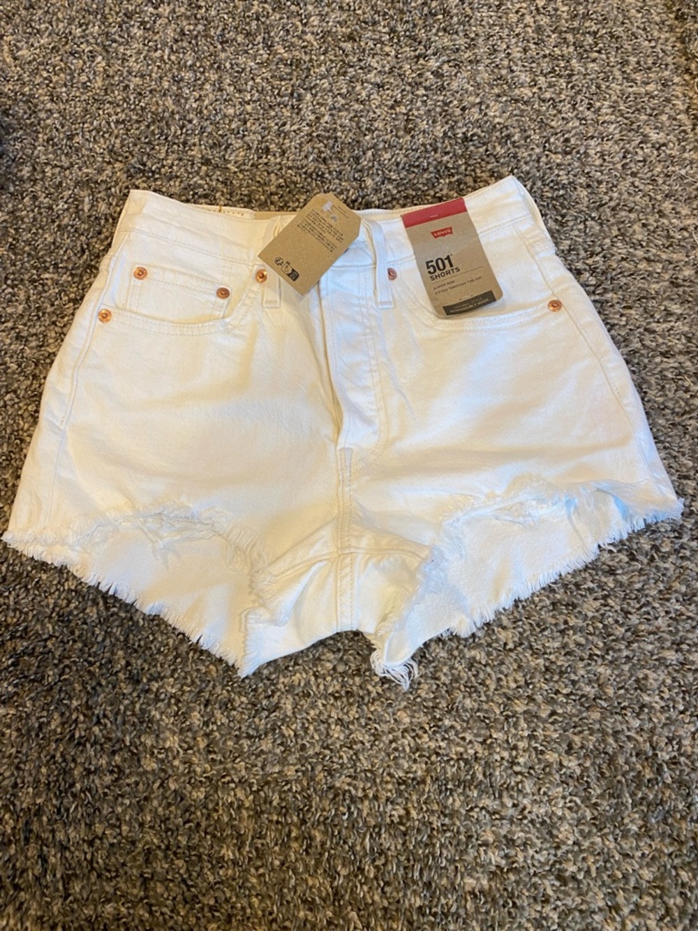 Women’s 501 Levi's White High-Rise Cutoff Denim Shorts